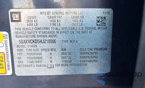 2017 Buick Enclave from USA, damaged, VIN 5GAKVCKD5HJ218096